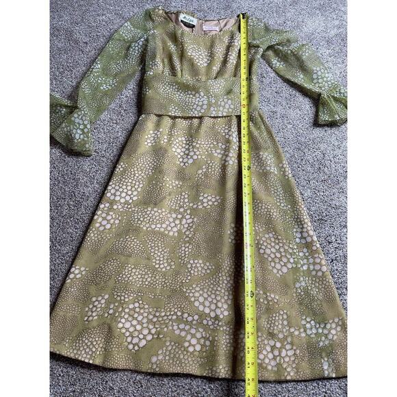 Vintage 60s 70s Vera Hicks Helga Green Yellow Retro Funky Dress Medium Small - Picture 6 of 9
